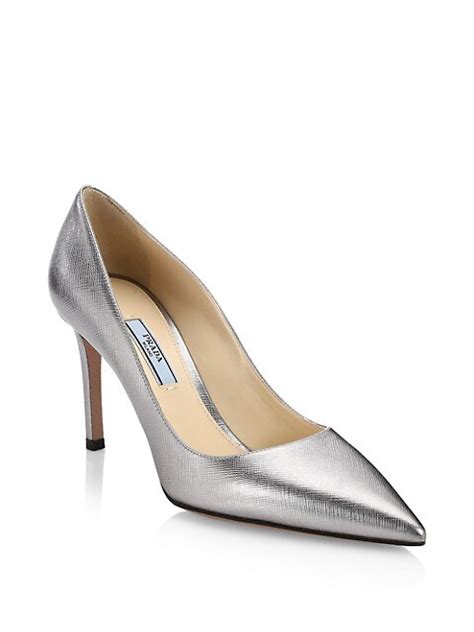 Shop Prada Pirite Saffiano Leather Pumps 